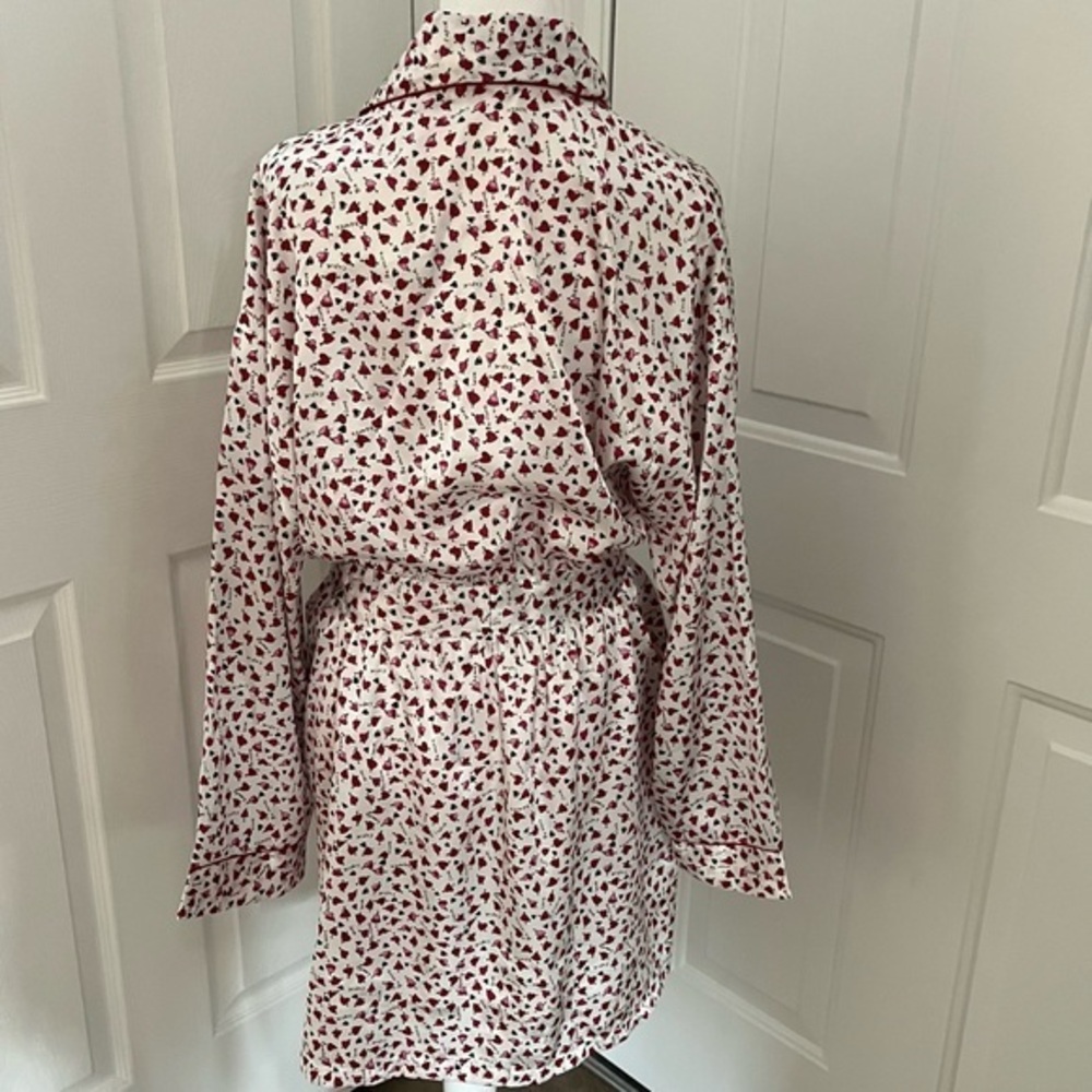 Vintage Kathryn Short Robe‎ Women M Satin Cupid Hearts Love Red White Valentines - Picture 2 of 13